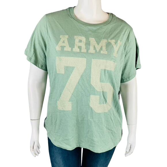 US Army Womans Sz 2X Plus Crewneck T-Shirt Green Army 75 Short Sleeve Crop NWT - Picture 2 of 7